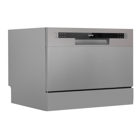 Baridi Compact Tabletop Dishwasher 6 Place Settings, 6 Programmes, Low Noise, 6.5L Cycle, Start Delay - Silver