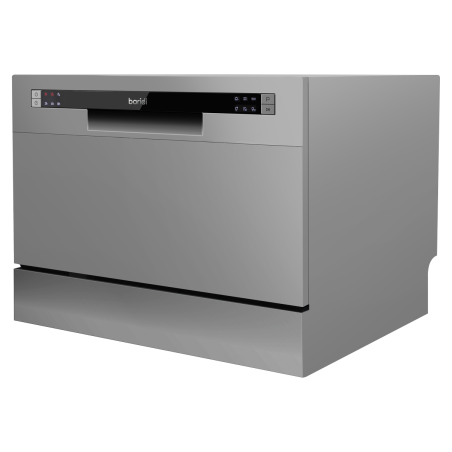 Baridi Compact Tabletop Dishwasher 6 Place Settings, 6 Programmes, Low Noise, 6.5L Cycle, Start Delay - Silver