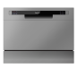 Baridi Compact Tabletop Dishwasher 6 Place Settings, 6 Programmes, Low Noise, 6.5L Cycle, Start Delay - Silver