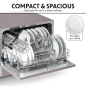 Baridi Compact Tabletop Dishwasher 6 Place Settings, 6 Programmes, Low Noise, 6.5L Cycle, Start Delay - Silver