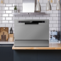 Baridi Compact Tabletop Dishwasher 6 Place Settings, 6 Programmes, Low Noise, 6.5L Cycle, Start Delay - Silver