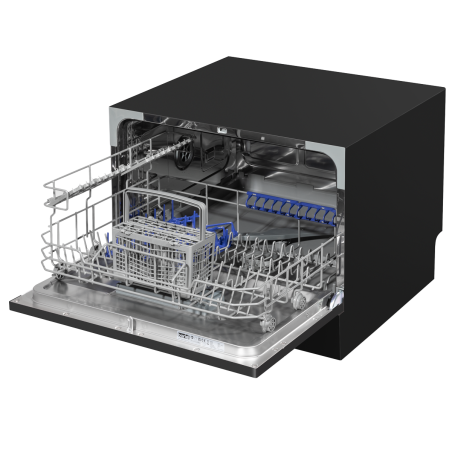 Baridi Compact Tabletop Dishwasher 6 Place Settings, 6 Programmes, Low Noise, 6.5L Cycle, Start Delay - Black