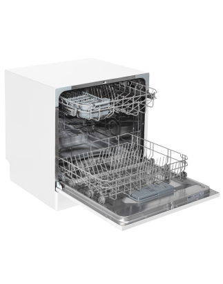 Baridi Compact Tabletop Dishwasher 8 Place Settings, 6 Programmes, Low Noise, 8L Cycle, Start Delay - White