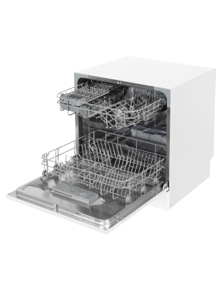 Lave-vaisselle de table compact Baridi 8 couverts, 6 programmes, faible bruit, cycle 8 L, démarrage différé - Blanc