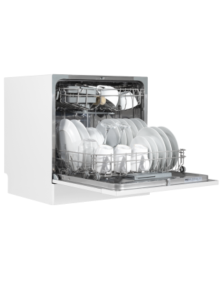 Baridi Compact Tabletop Dishwasher 8 Place Settings, 6 Programmes, Low Noise, 8L Cycle, Start Delay - White