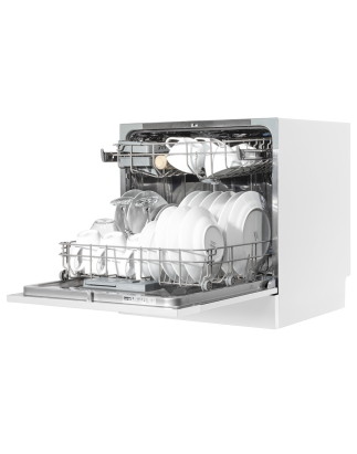 Baridi Compact Tabletop Dishwasher 8 Place Settings, 6 Programmes, Low Noise, 8L Cycle, Start Delay - White