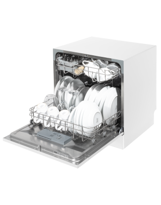 Baridi Compact Tabletop Dishwasher 8 Place Settings, 6 Programmes, Low Noise, 8L Cycle, Start Delay - White