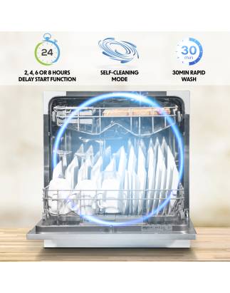 Baridi Compact Tabletop Dishwasher 8 Place Settings, 6 Programmes, Low Noise, 8L Cycle, Start Delay - White