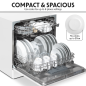 Baridi Compact Tabletop Dishwasher 8 Place Settings, 6 Programmes, Low Noise, 8L Cycle, Start Delay - White