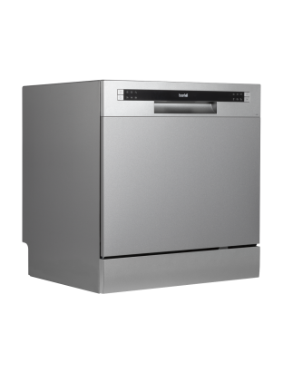 Baridi Compact Tabletop Dishwasher 8 Place Settings, 6 Programmes, Low Noise, 8L Cycle, Start Delay - Silver