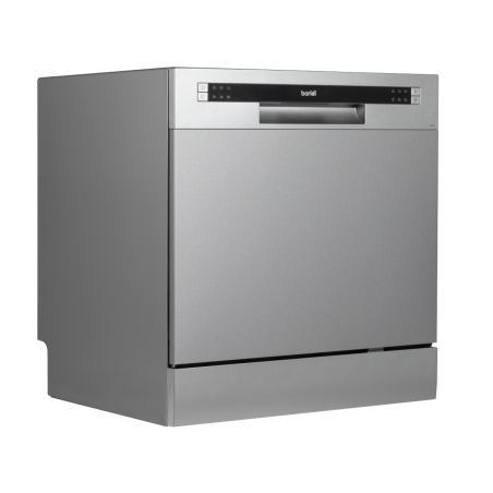 Baridi Compact Tabletop Dishwasher 8 Place Settings, 6 Programmes, Low Noise, 8L Cycle, Start Delay - Silver