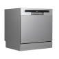 Baridi Compact Tabletop Dishwasher 8 Place Settings, 6 Programmes, Low Noise, 8L Cycle, Start Delay - Silver