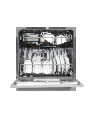 Baridi Compact Tabletop Dishwasher 8 Place Settings, 6 Programmes, Low Noise, 8L Cycle, Start Delay - Silver