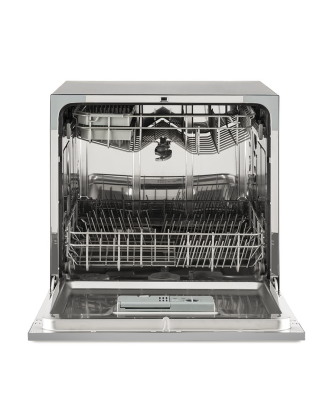 Baridi Compact Tabletop Dishwasher 8 Place Settings, 6 Programmes, Low Noise, 8L Cycle, Start Delay - Silver