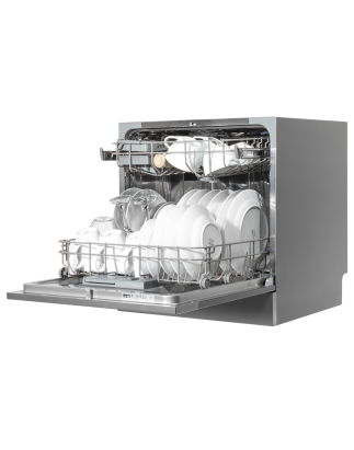 Baridi Compact Tabletop Dishwasher 8 Place Settings, 6 Programmes, Low Noise, 8L Cycle, Start Delay - Silver