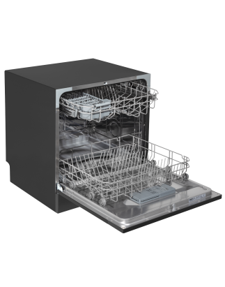 Baridi Compact Tabletop Dishwasher 8 Place Settings, 6 Programmes, Low Noise, 8L Cycle, Start Delay - Black