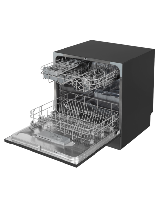 Baridi Compact Tabletop Dishwasher 8 Place Settings, 6 Programmes, Low Noise, 8L Cycle, Start Delay - Black