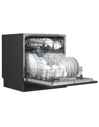 Baridi Compact Tabletop Dishwasher 8 Place Settings, 6 Programmes, Low Noise, 8L Cycle, Start Delay - Black