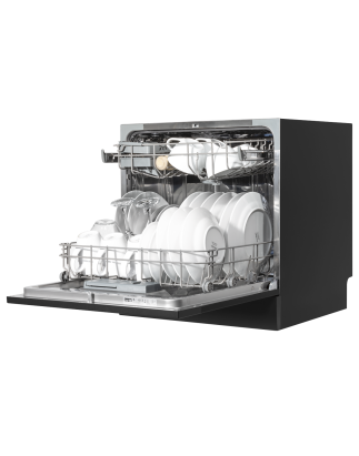 Baridi Compact Tabletop Dishwasher 8 Place Settings, 6 Programmes, Low Noise, 8L Cycle, Start Delay - Black