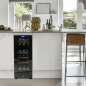 Baridi 18 Bottle Dual Zone Wine Cooler, Fridge with Digital Touchscreen Controls, Wooden Shelves & LED Light, Black