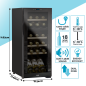 Baridi 18 Bottle Dual Zone Wine Cooler, Fridge with Digital Touchscreen Controls, Wooden Shelves & LED Light, Black