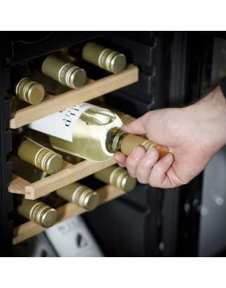 Baridi Refroidisseur à vin double zone 18 bouteilles, réfrigérateur avec commandes numériques à écran tactile, étagères en bois 