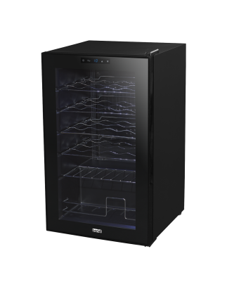 Baridi 24 Bottle Wine Cooler Fridge with Digital Touch Screen Controls & LED Light, Black