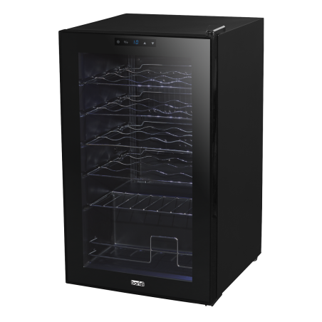 Baridi 24 Bottle Wine Cooler Fridge with Digital Touch Screen Controls & LED Light, Black