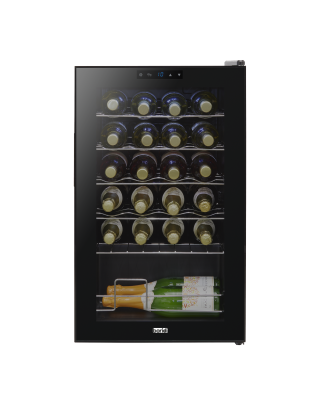 Baridi 24 Bottle Wine Cooler Fridge with Digital Touch Screen Controls & LED Light, Black