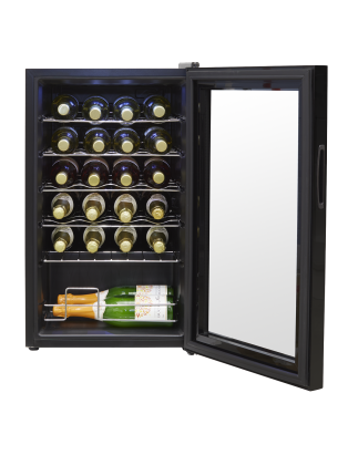 Baridi 24 Bottle Wine Cooler Fridge with Digital Touch Screen Controls & LED Light, Black