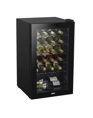 Baridi 24 Bottle Wine Cooler Fridge with Digital Touch Screen Controls & LED Light, Black