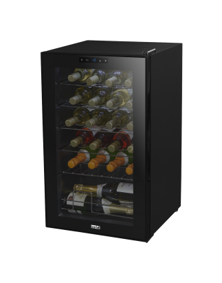 Baridi 24 Bottle Wine Cooler Fridge with Digital Touch Screen Controls & LED Light, Black