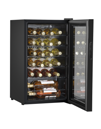 Baridi 24 Bottle Wine Cooler Fridge with Digital Touch Screen Controls & LED Light, Black