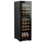 Baridi 27 Bottle Dual Zone Wine Cooler, Fridge with Digital Touchscreen Controls, Wooden Shelves & LED Light, Black