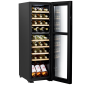 Baridi 27 Bottle Dual Zone Wine Cooler, Fridge with Digital Touchscreen Controls, Wooden Shelves & LED Light, Black