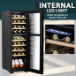 Baridi 27 Bottle Dual Zone Wine Cooler, Fridge with Digital Touchscreen Controls, Wooden Shelves & LED Light, Black