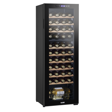 Baridi 44 Bottle Dual Zone Wine Cooler, Fridge with Digital Touchscreen Controls, Wooden Shelves & LED Light, Black