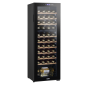 Baridi 44 Bottle Dual Zone Wine Cooler, Fridge with Digital Touchscreen Controls, Wooden Shelves & LED Light, Black