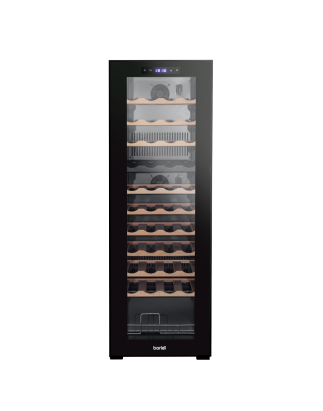 Baridi 44 Bottle Dual Zone Wine Cooler, Fridge with Digital Touchscreen Controls, Wooden Shelves & LED Light, Black