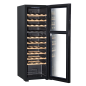 Baridi 44 Bottle Dual Zone Wine Cooler, Fridge with Digital Touchscreen Controls, Wooden Shelves & LED Light, Black