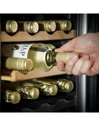 Baridi Refroidisseur à vin double zone 44 bouteilles, réfrigérateur avec commandes numériques à écran tactile, étagères en bois 