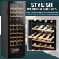 Baridi 44 Bottle Dual Zone Wine Cooler, Fridge with Digital Touchscreen Controls, Wooden Shelves & LED Light, Black