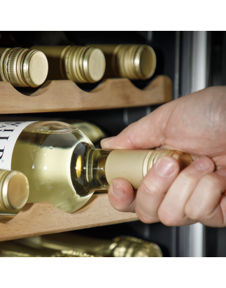 Baridi Refroidisseur à vin double zone 55 bouteilles, réfrigérateur avec commandes numériques à écran tactile, étagères en bois 