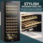 Baridi 55 Bottle Dual Zone Wine Cooler, Fridge with Digital Touchscreen Controls, Wooden Shelves & LED Light, Black