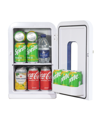 Baridi 15L Mini Fridge Cooler & Warmer, 12V/230V, Perfect for Car, Bedroom, Camping, Makeup, White - DH94