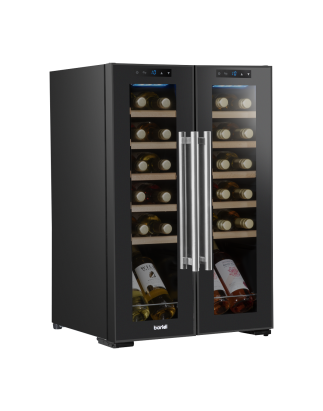 Baridi 24 Bottle Dual Zone Wine Cooler, Fridge, Touch Screen, LED Light Black and Mirror Glass Door