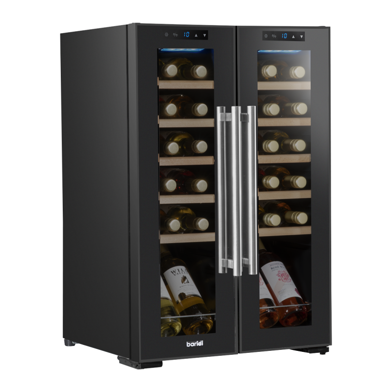 Baridi 24 Bottle Dual Zone Wine Cooler, Fridge, Touch Screen, LED Light Black and Mirror Glass Door