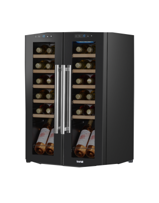 Baridi 24 Bottle Dual Zone Wine Cooler, Fridge, Touch Screen, LED Light Black and Mirror Glass Door