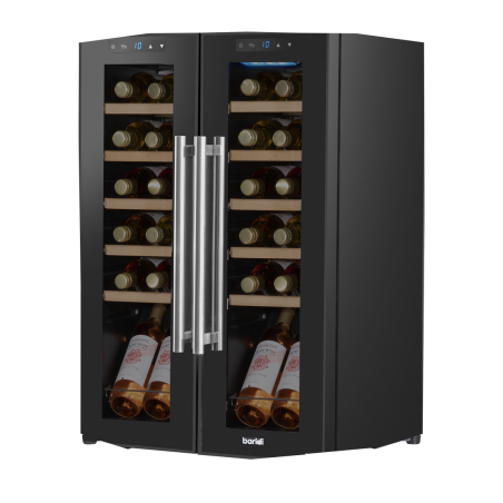 Baridi 24 Bottle Dual Zone Wine Cooler, Fridge, Touch Screen, LED Light Black and Mirror Glass Door