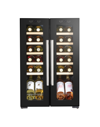 Baridi 24 Bottle Dual Zone Wine Cooler, Fridge, Touch Screen, LED Light Black and Mirror Glass Door